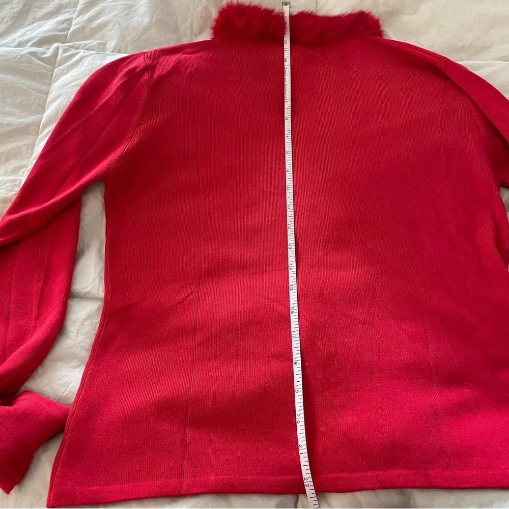 Luxurious SILK Blend Zip Up Cardigan with Plush Fur Collar - Quiet Luxe Small - Picture 6 of 11